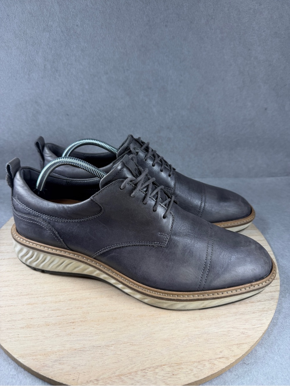 ECCO ST.1 Hybrid Derby Cap Toe Oxford Shoes Gray Leather Men Size 10 10.5 EU 44